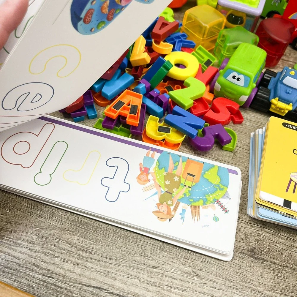 Preschool Learning Toy Lot Alphabet Train Magnetic Letters Flashcards Blocks